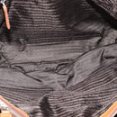 PRADA Boston Bag Canvas Brown Silver Auth 190935A-18