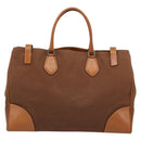 PRADA Boston Bag Canvas Brown Silver Auth 190935A-3