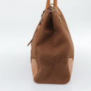 PRADA Boston Bag Canvas Brown Silver Auth 190935A-5