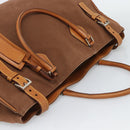 PRADA Boston Bag Canvas Brown Silver Auth 190935A-6