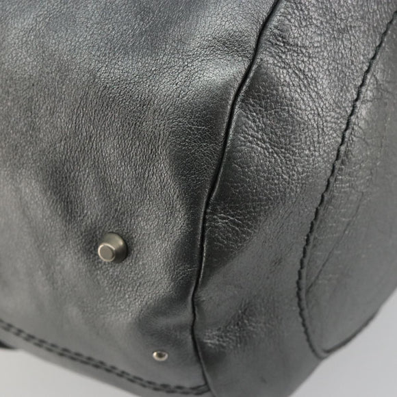 Chloe Mr Paddington Boston Bag Leather Silver Auth 190937A