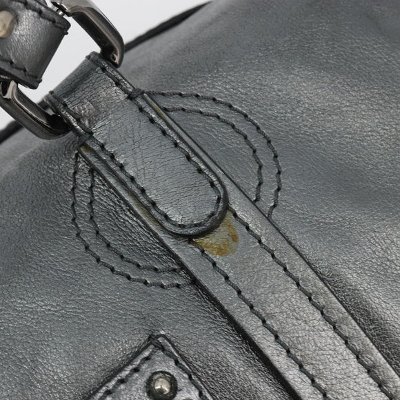 Chloe Mr Paddington Boston Bag Leather Silver Auth 190937A
