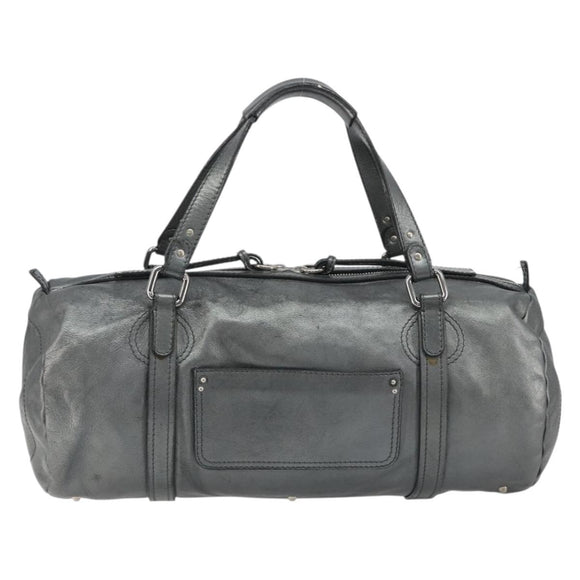 Chloe Mr Paddington Boston Bag Leather Silver Auth 190937A