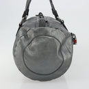 Chloe Mr Paddington Boston Bag Leather Silver Auth 190937A-3