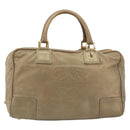 LOEWE Anagram Amazona 36 Hand Bag Leather Gold Auth 190941-13