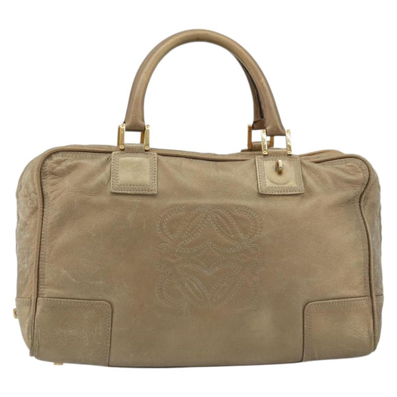 LOEWE Anagram Amazona 36 Hand Bag Leather Gold Auth 190941