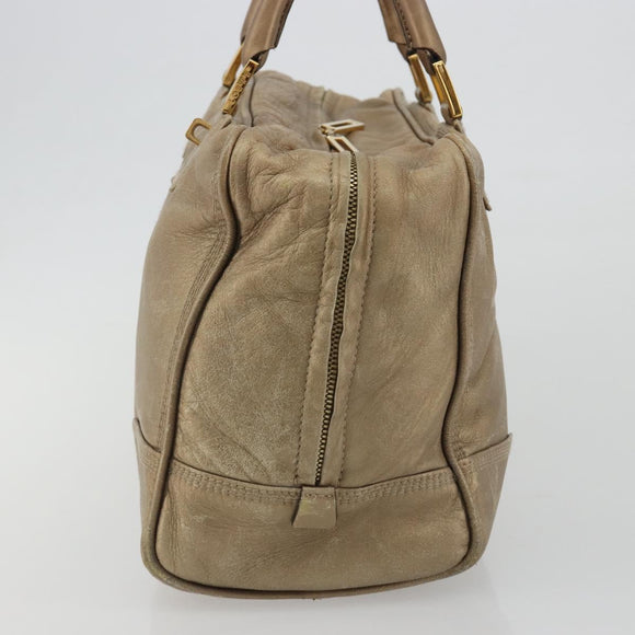 LOEWE Anagram Amazona 36 Hand Bag Leather Gold Auth 190941