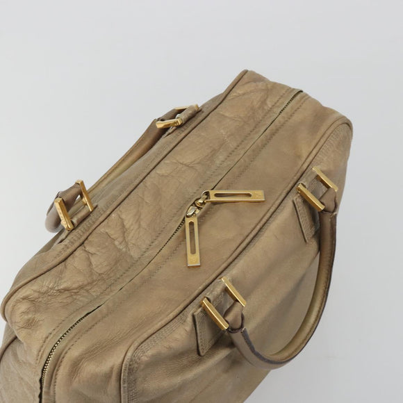 LOEWE Anagram Amazona 36 Hand Bag Leather Gold Auth 190941