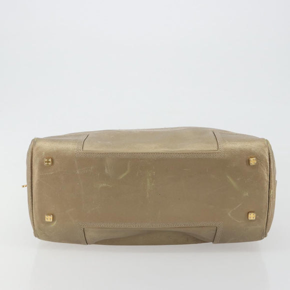 LOEWE Anagram Amazona 36 Hand Bag Leather Gold Auth 190941