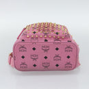 MCM Vicetos Logogram Studs Backpack Leather Pink Gold Auth 190946-11