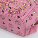 MCM Vicetos Logogram Studs Backpack Leather Pink Gold Auth 190946-12
