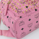 MCM Vicetos Logogram Studs Backpack Leather Pink Gold Auth 190946-13