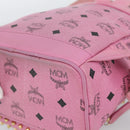 MCM Vicetos Logogram Studs Backpack Leather Pink Gold Auth 190946-14