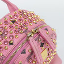 MCM Vicetos Logogram Studs Backpack Leather Pink Gold Auth 190946-17