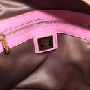 MCM Vicetos Logogram Studs Backpack Leather Pink Gold Auth 190946-21