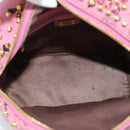 MCM Vicetos Logogram Studs Backpack Leather Pink Gold Auth 190946-22