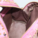 MCM Vicetos Logogram Studs Backpack Leather Pink Gold Auth 190946-23