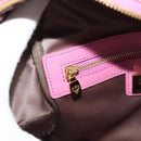 MCM Vicetos Logogram Studs Backpack Leather Pink Gold Auth 190946-25