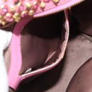 MCM Vicetos Logogram Studs Backpack Leather Pink Gold Auth 190946-26