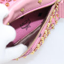 MCM Vicetos Logogram Studs Backpack Leather Pink Gold Auth 190946-27