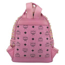 MCM Vicetos Logogram Studs Backpack Leather Pink Gold Auth 190946-3