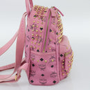 MCM Vicetos Logogram Studs Backpack Leather Pink Gold Auth 190946-4