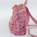 MCM Vicetos Logogram Studs Backpack Leather Pink Gold Auth 190946-5