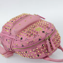 MCM Vicetos Logogram Studs Backpack Leather Pink Gold Auth 190946-6