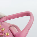 MCM Vicetos Logogram Studs Backpack Leather Pink Gold Auth 190946-8
