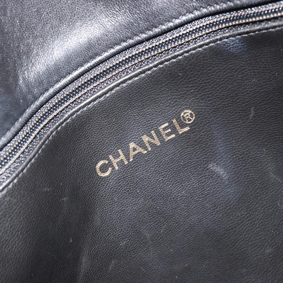 CHANEL COCO Mark Tote Bag Leather Black Gold CC Auth 190947SAV