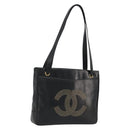 CHANEL COCO Mark Tote Bag Leather Black Gold CC Auth 190947SAV-1