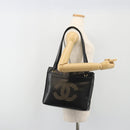 CHANEL COCO Mark Tote Bag Leather Black Gold CC Auth 190947SAV-25