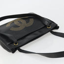 CHANEL COCO Mark Tote Bag Leather Black Gold CC Auth 190947SAV-6