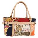 Salvatore Ferragamo Hand Bag Canvas Multicolor Gold Auth 190954-1