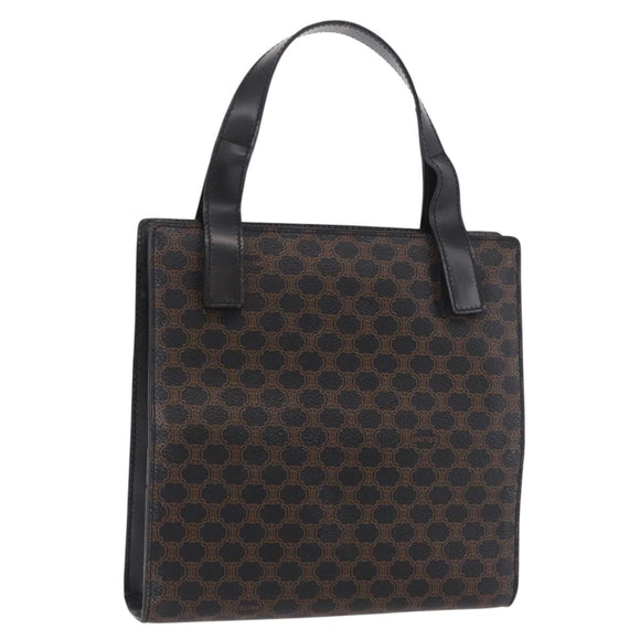 CELINE Macadam Hand Bag PVC Leather Black Gold Auth 190956A