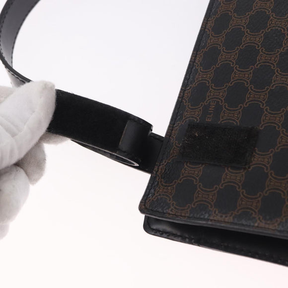 CELINE Macadam Hand Bag PVC Leather Black Gold Auth 190956A