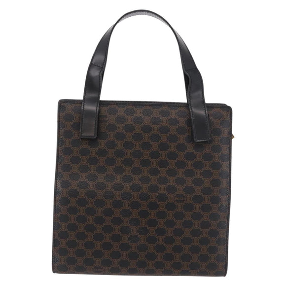 CELINE Macadam Hand Bag PVC Leather Black Gold Auth 190956A