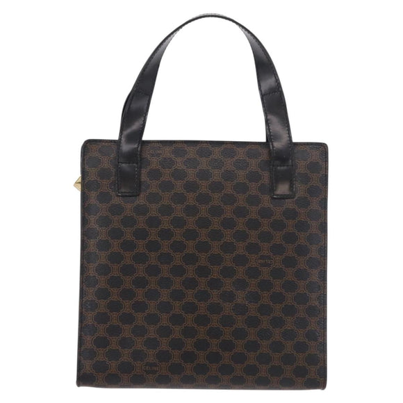 CELINE Macadam Hand Bag PVC Leather Black Gold Auth 190956A
