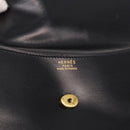 HERMES Pochetto Rio Clutch Bag Leather Black Gold Auth 190962M-10