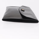 HERMES Pochetto Rio Clutch Bag Leather Black Gold Auth 190962M-3
