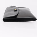 HERMES Pochetto Rio Clutch Bag Leather Black Gold Auth 190962M-4