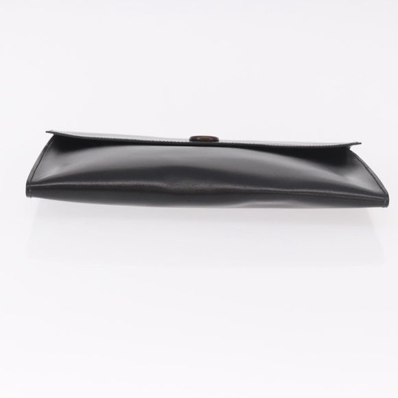 HERMES Pochetto Rio Clutch Bag Leather Black Gold Auth 190962M