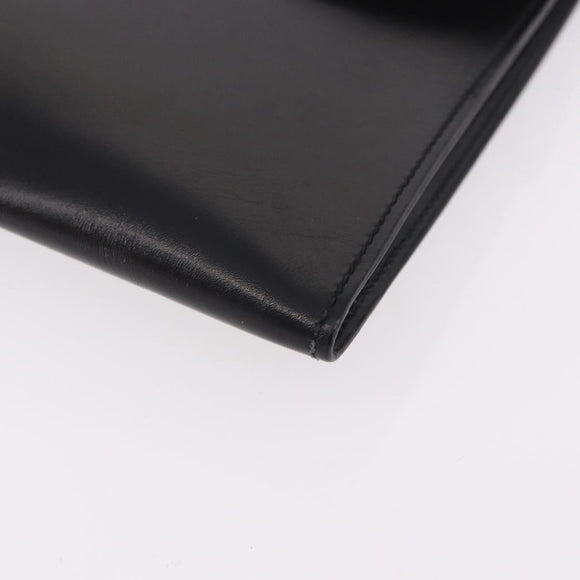 HERMES Pochetto Rio Clutch Bag Leather Black Gold Auth 190962M