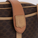 CELINE Macadam Shoulder Bag PVC Leather Brown Gold Auth 190963A-18