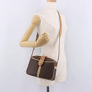CELINE Macadam Shoulder Bag PVC Leather Brown Gold Auth 190963A-23