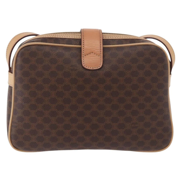 CELINE Macadam Shoulder Bag PVC Leather Brown Gold Auth 190963A