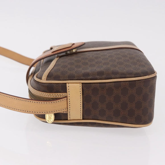 CELINE Macadam Shoulder Bag PVC Leather Brown Gold Auth 190963A