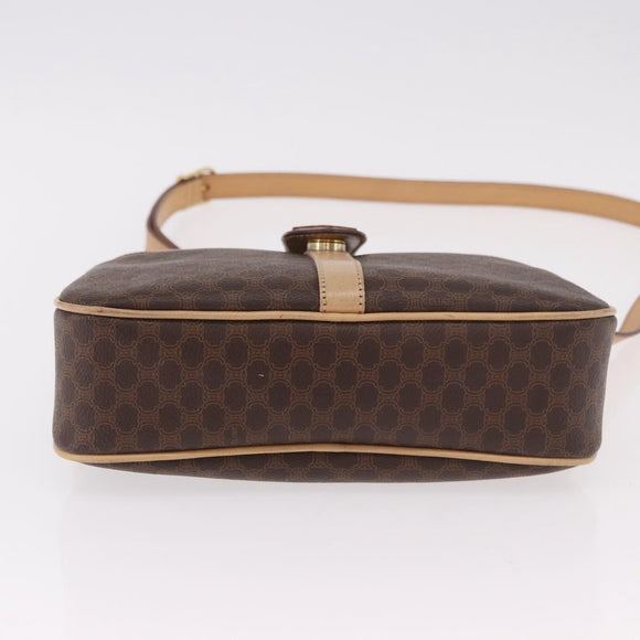 CELINE Macadam Shoulder Bag PVC Leather Brown Gold Auth 190963A