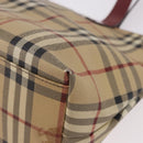 BURBERRY Nova Check Tote Bag PVC Leather Beige Silver Auth 190964-15