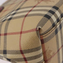 BURBERRY Nova Check Tote Bag PVC Leather Beige Silver Auth 190964-16